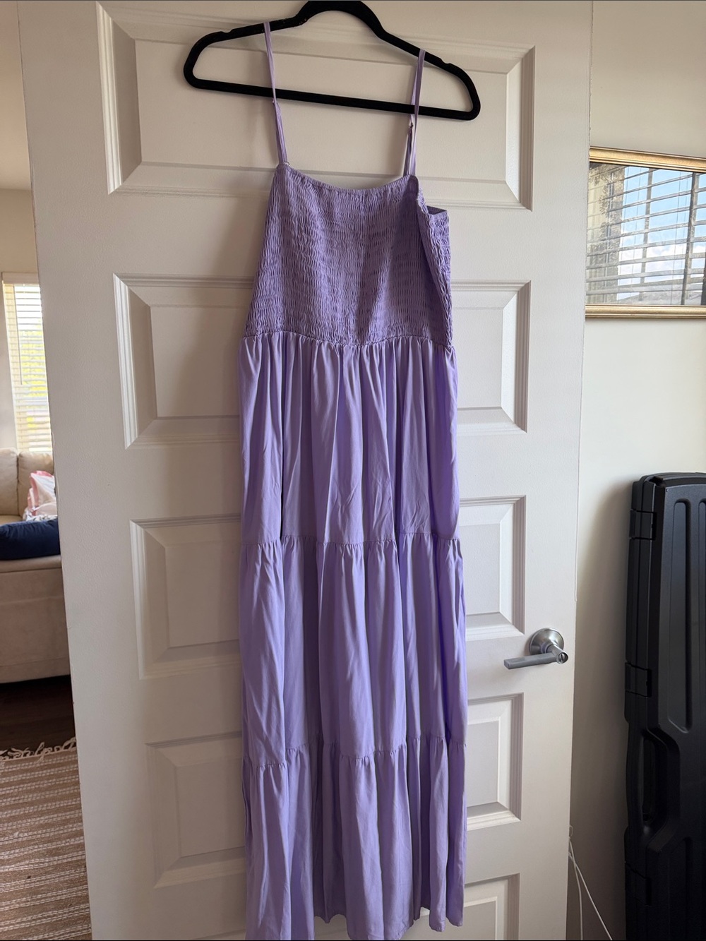 Smocked Lavender Maxi Dress with Adjustable Straps
